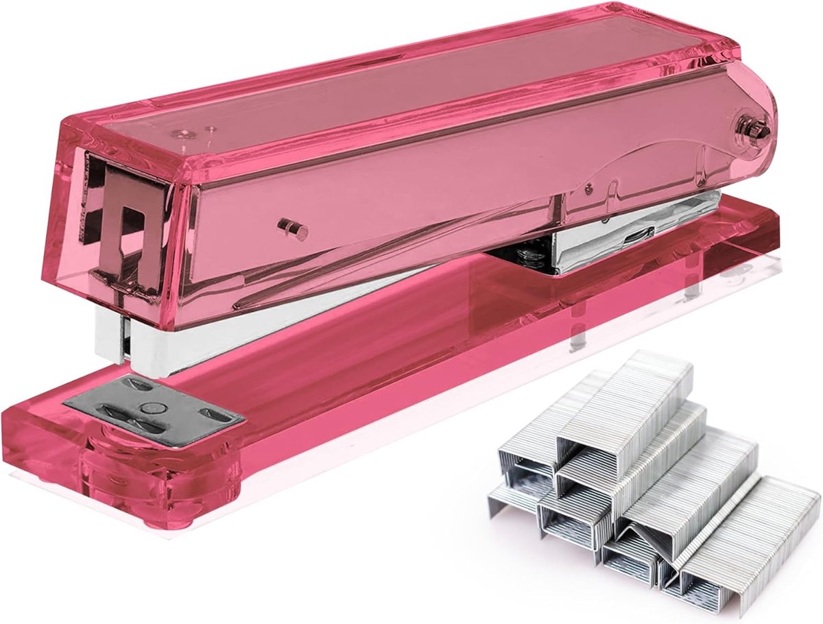 Acryl Nietmachine - Bureau Accessoire - Papier Verwerken - Staat stevig - 13.2cm - Roze