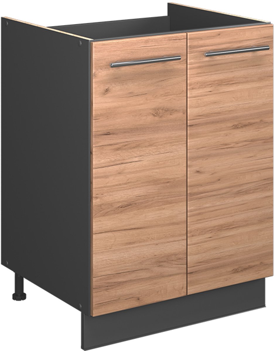 Vicco Wastafelkast Fame-Line, Goudkleurig Eiken/Antraciet, 60 cm