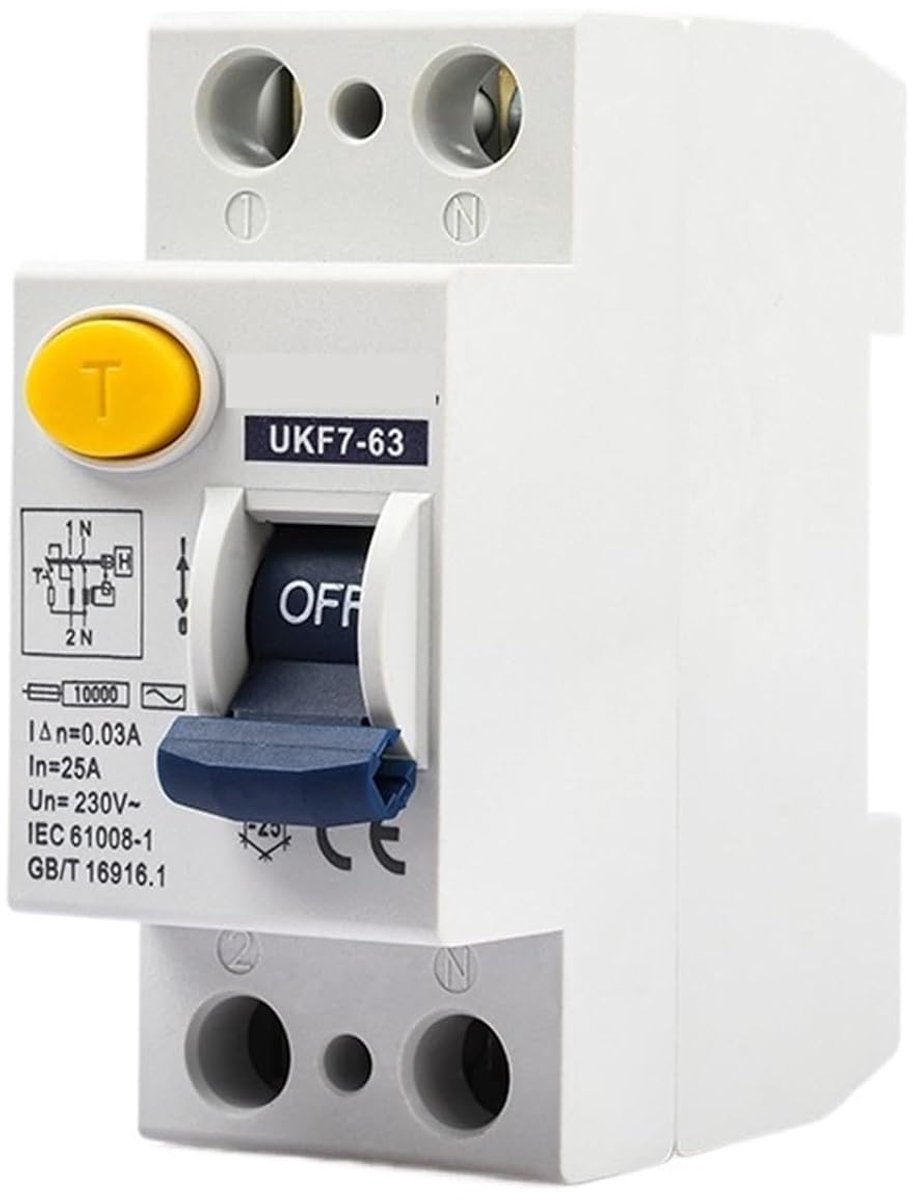 Lekschakelaar RCBO - Stroomonderbreker MCB - Veilige Stroomvoorziening - Elektromagnetisch Type AC - 10KA 40A - Grijs
