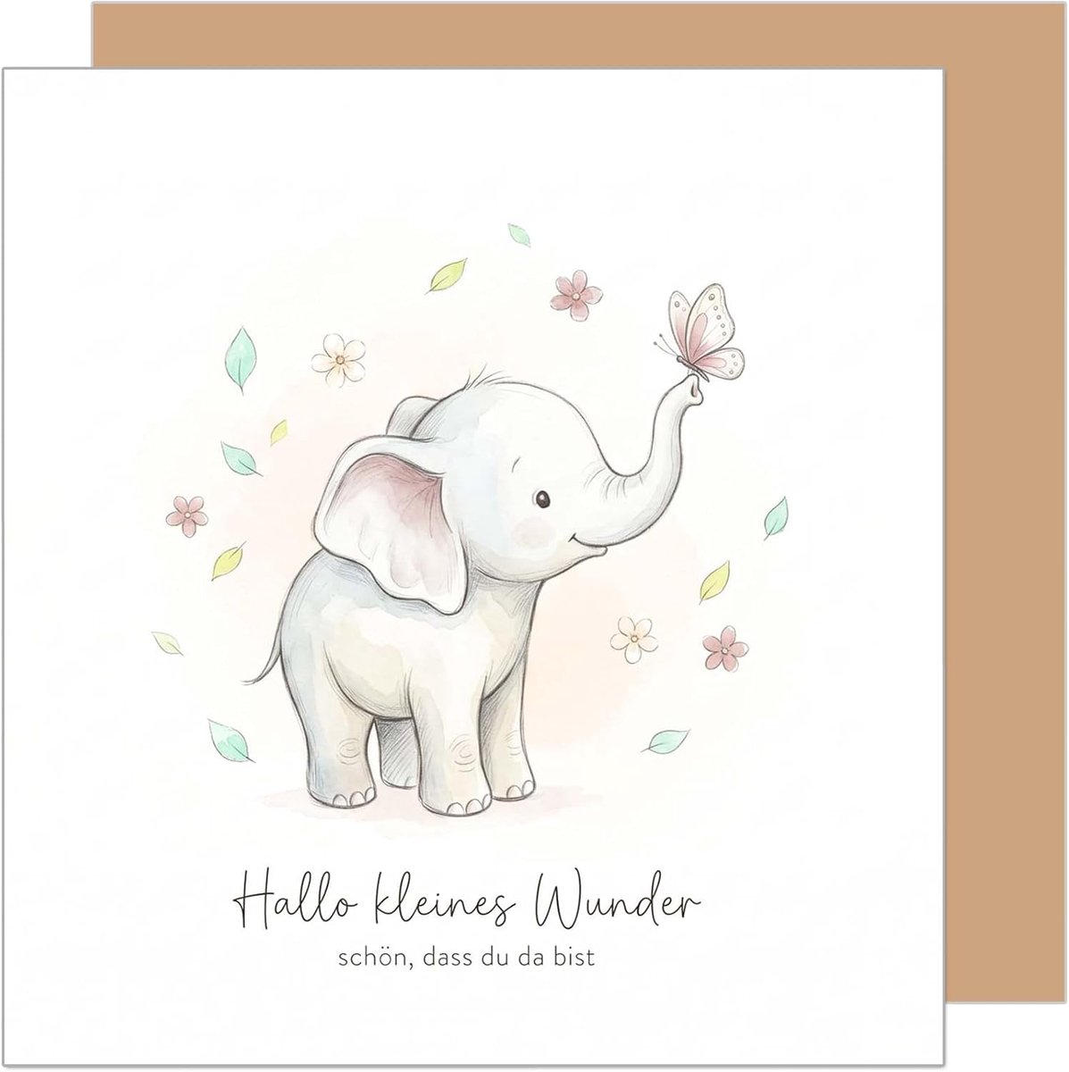 Geboortekaart met envelop - Wenskaart baby - Gefeliciteerd geboorte - Duitse spreuk binnenkant - 15x15 cm - Kleurrijk