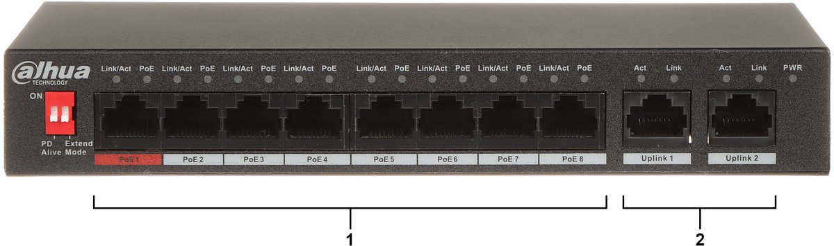 Dahua - PFS3010 Serie - PoE Switch - 8 Poorten - Geen Beheer
