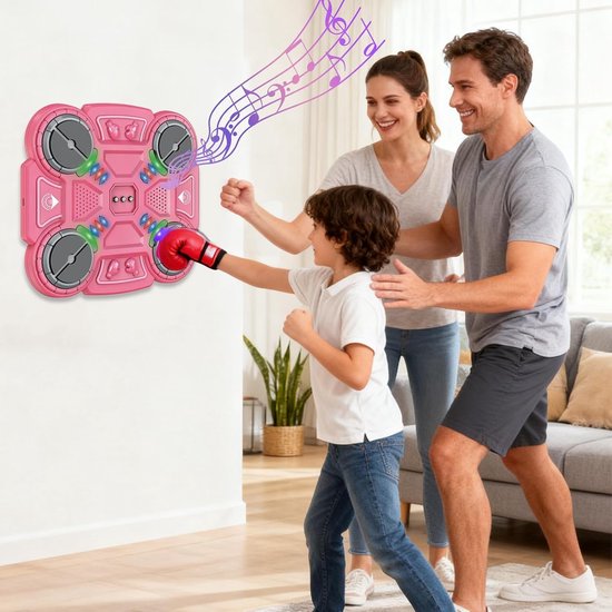 Bokstrainer - Fitnessapparaat - Reactiesnelheid Trainen - Interactieve Geluidsreactie - 30 cm - Roze — afbeelding 3
