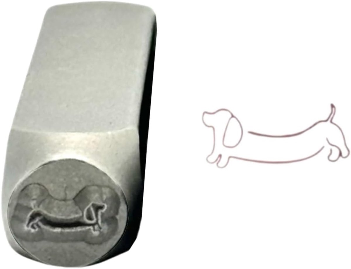 Sieraden Stempel Set - Metaal Ponsen - Unieke Creaties Maken - Teckel Cartoon Patroon - 66 mm - Zilverkleurig