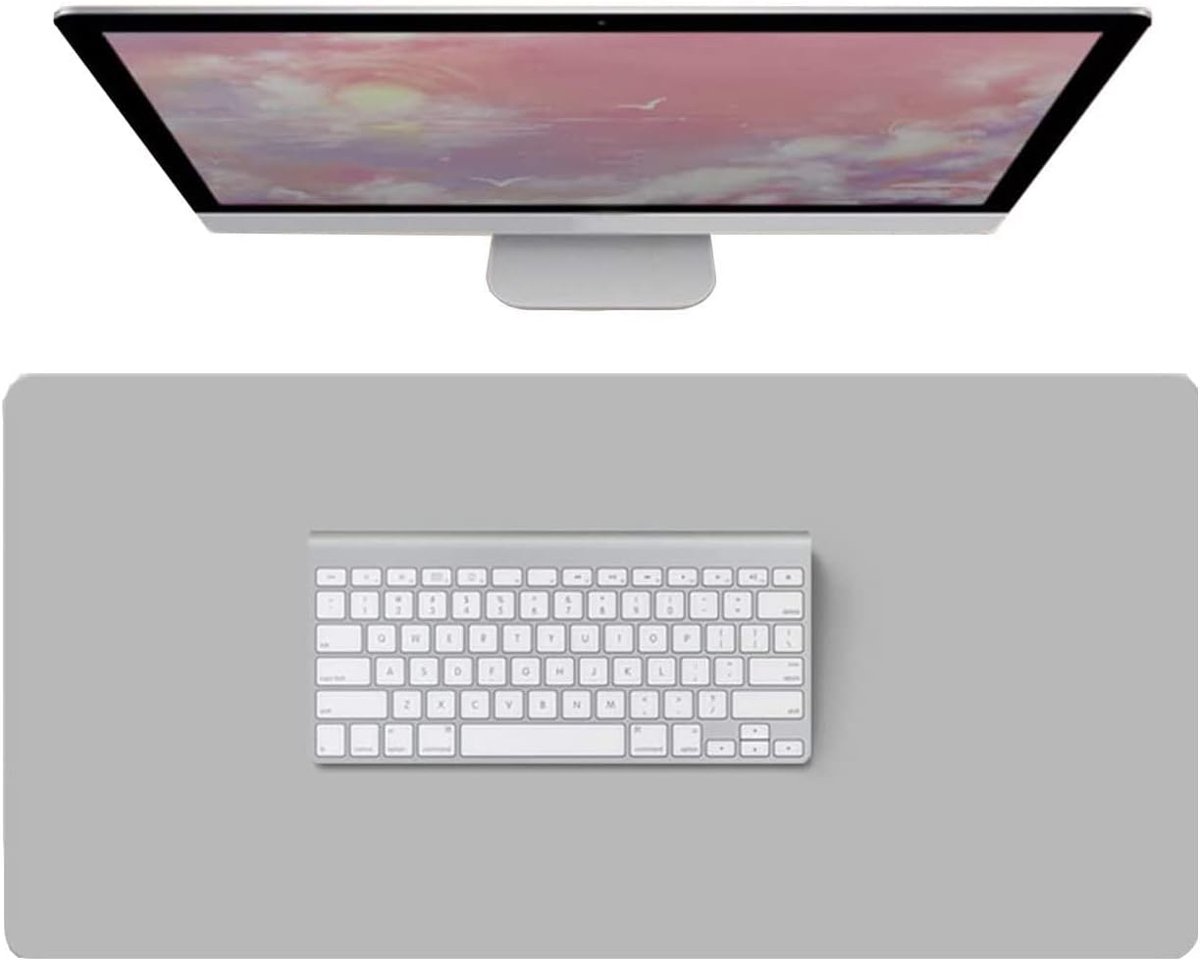 Bureau Mat - Tafelbeschermer - Bureau Organisatie - Waterproof PU Leer - 80x120 cm - Lichtgrijs