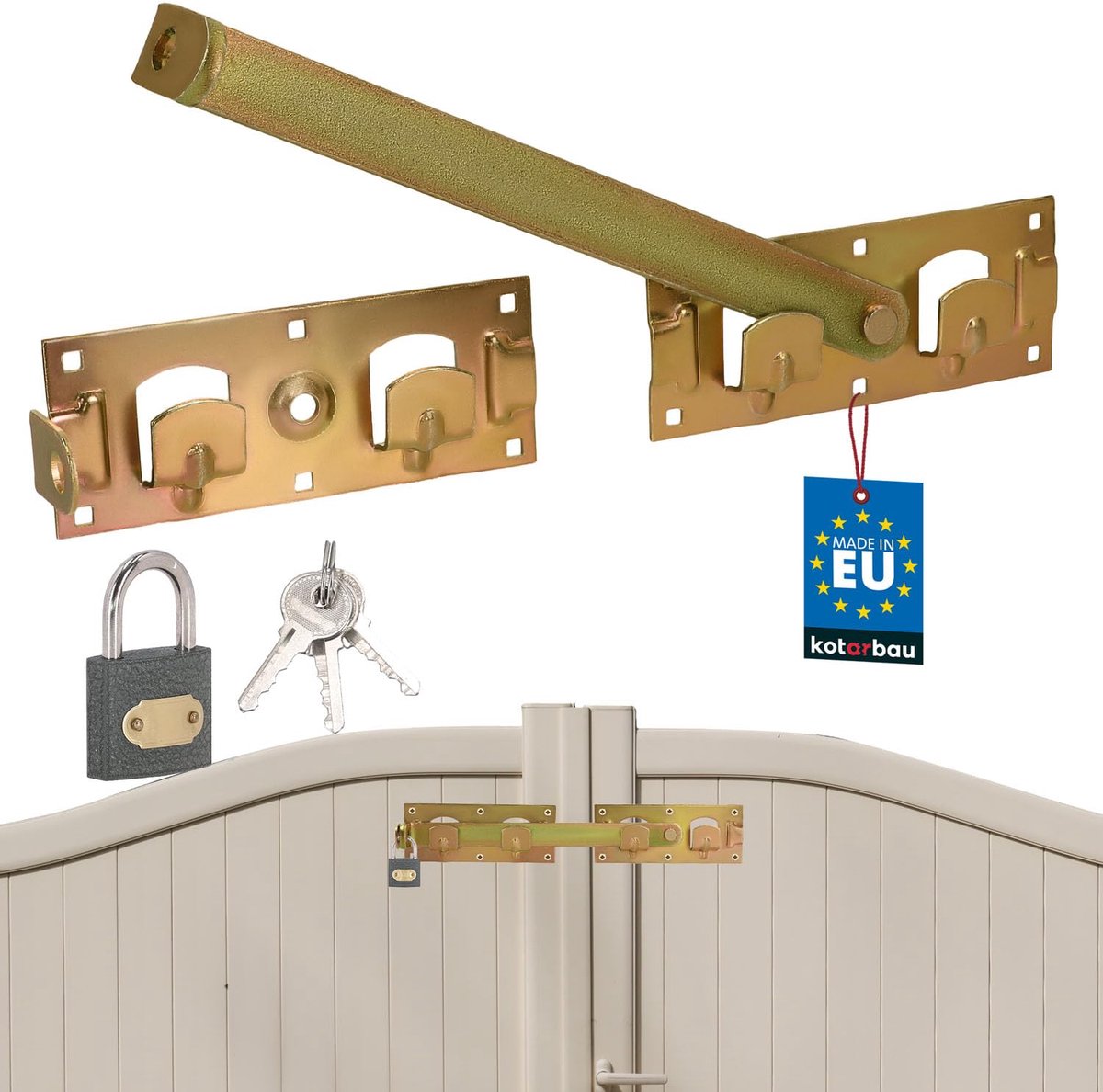 KOTARBAU® Poortgrendel, Deurgrendel, Overslaggrendel Voor Dubbele Poort, Verzinkt Staal, 4
