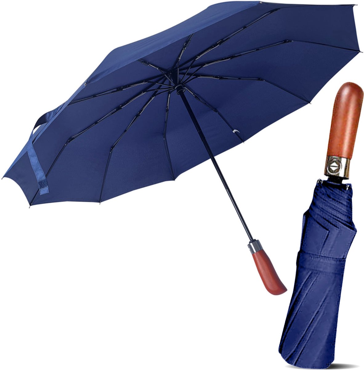 LE MONDE DU PARAPLUIE Automatische, windbestendige opvouwbare paraplu voor heren,Zwart