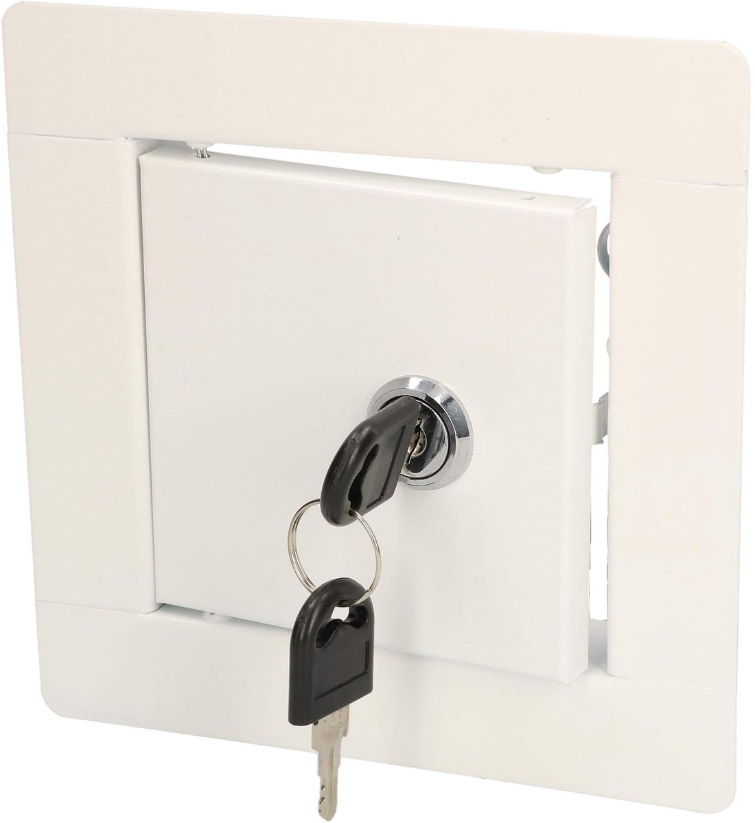 KOTARBAU® Inspectieklep, Inspectiedeur, Verzinkt Staal, 10x10 cm, Wit, Inspectieluik met Slot, en 2 Sleutels, Onderhoudsklep, Poedergecoat, Toegangspaneel, Revisiedeur