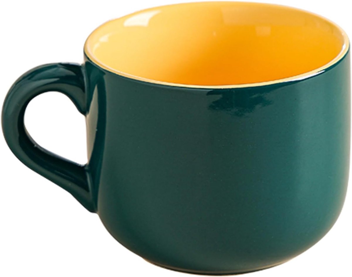 Grote keramische koffiemok van 600 ml, ideaal voor koffie, thee en ontbijtgranen met handvat