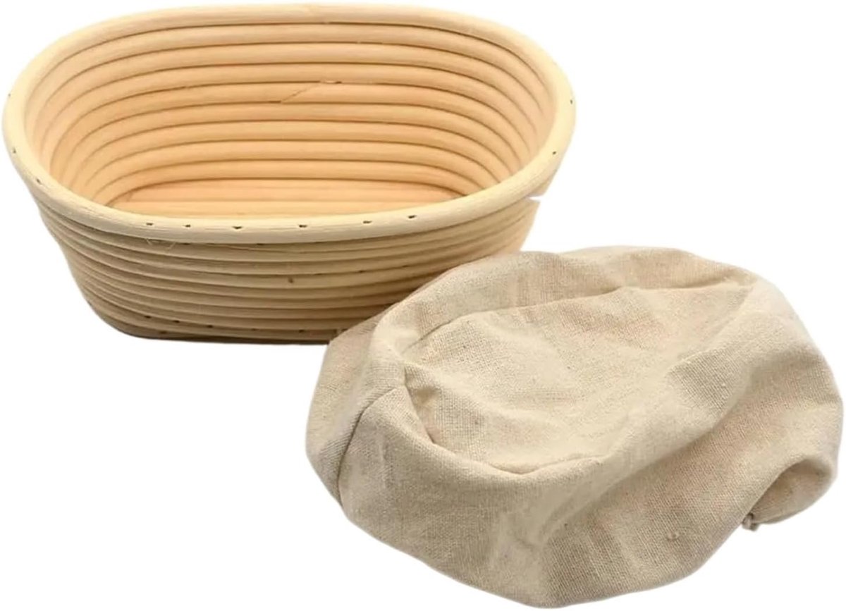 Brooddeeg Rijs Mal - Zuurdesem Mand - Brood Bakken - Natuurlijk Rotan - 21x15x8 cm - Houtkleur