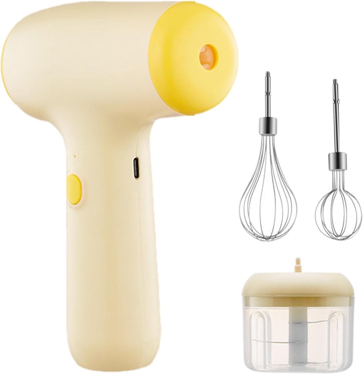 Elektrische Handmixer - Draadloze Garde - Keuken Assistent - Automatische Werking - 10 x 15.5 cm - Geel