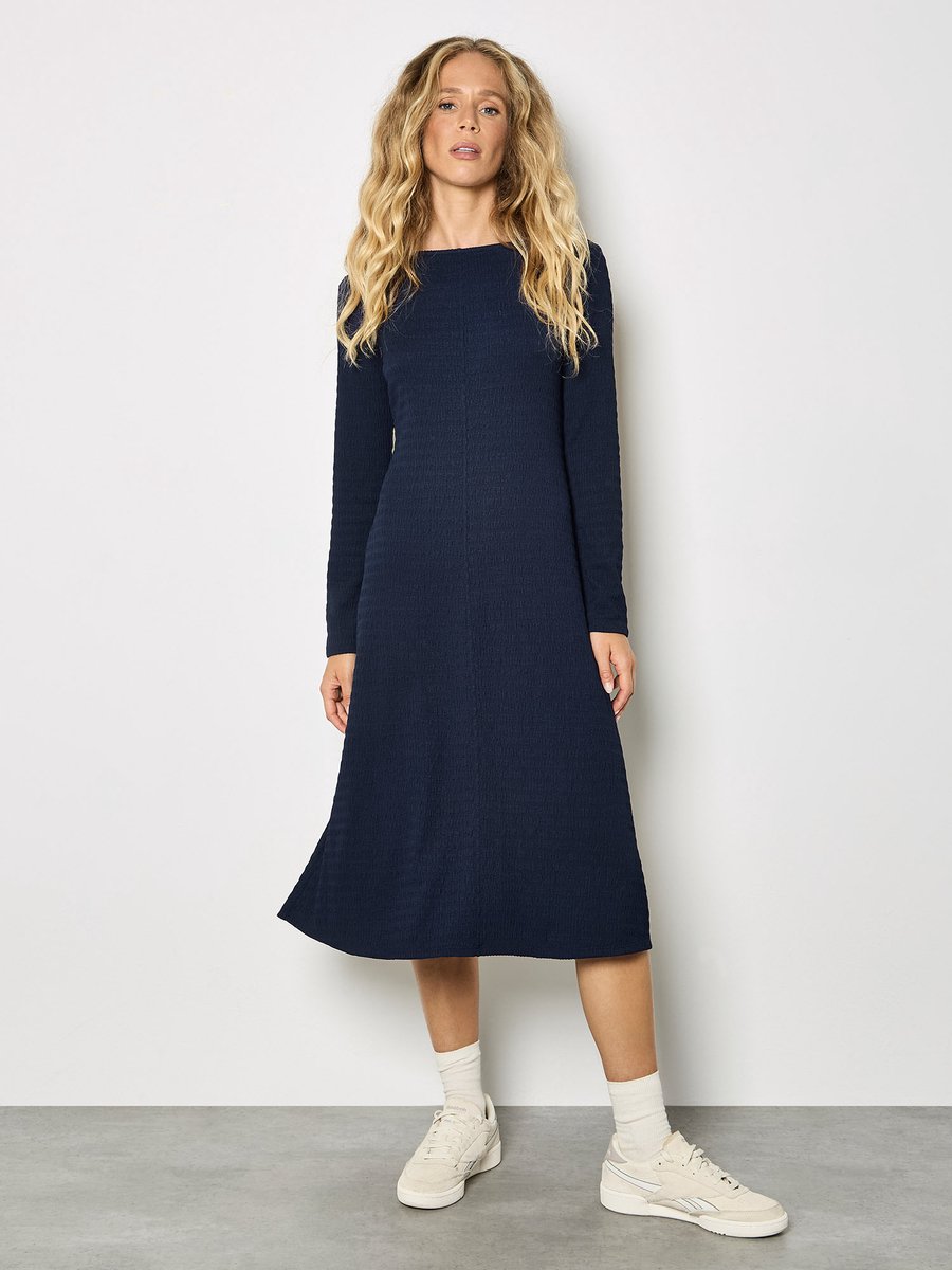 Midi-jurk van gestructureerde jersey