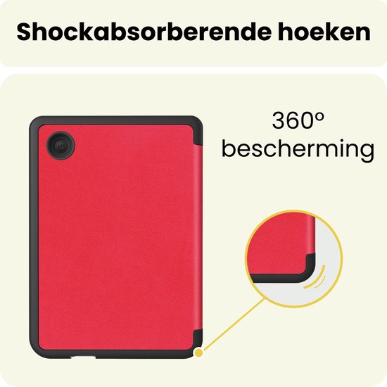 Hoes Geschikt voor Kobo Clara 2E - E-reader Bescherm Hoesje Case Sleep Cover Trifold - Hoes Geschikt voor Kobo Clara 2E Hoesje - Rood — afbeelding 4