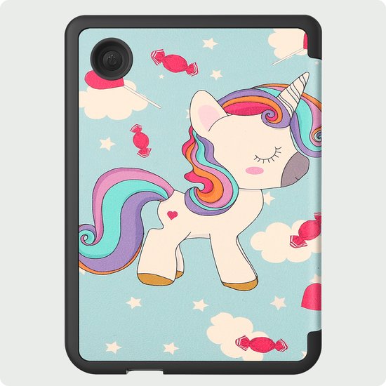 Hoes Geschikt voor Kobo Clara 2E Hoesje Bookcase Cover Hoes Trifold Met Screenprotector - Hoesje Geschikt voor Kobo Clara 2E Hoes Cover Case - Eenhoorn — afbeelding 5