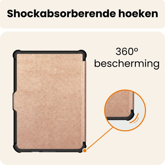 Hoesje Geschikt voor Kobo Clara HD Hoes Book Case Trifold - Hoes Geschikt voor Kobo Clara HD Hoesje Book Cover - Rosé Goud van Hoesje  — afbeelding 5
