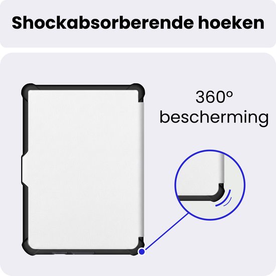 Hoes Geschikt voor Kobo Clara HD - Met Screenprotector - Luxe E-reader Trifold Case - Bescherm Hoesje Book Cover - Wit — afbeelding 5