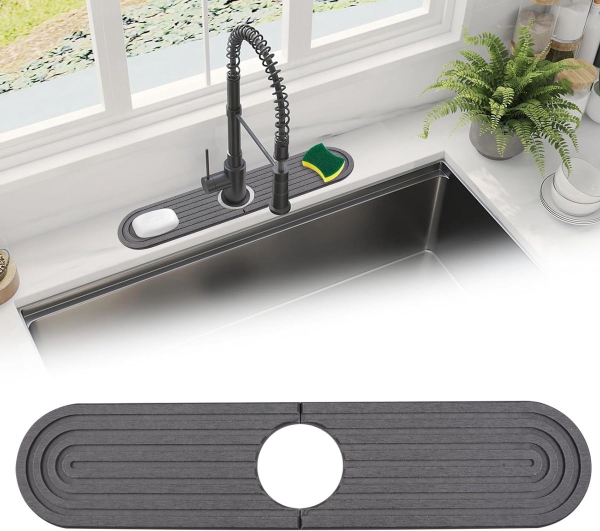 Water Tap Draining Mat - Splash Guard voor Keuken en Badkamer, 45 x 10cm, Bescherming tegen Water, Afvoer Mat voor Kranen en Aanrechtoppervlak