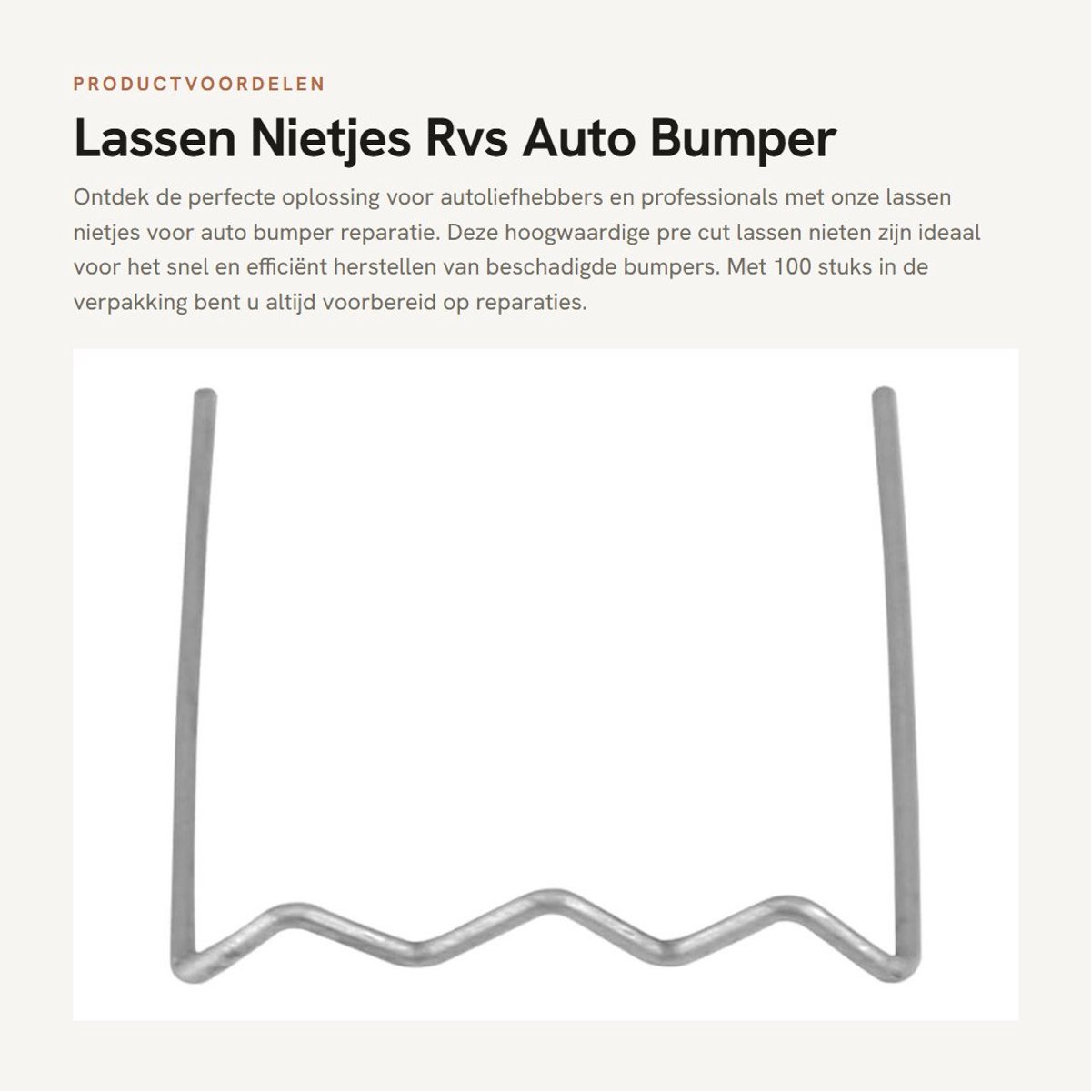 Dailygoods- Lassen Nietjes 100 stks - 0.6mm Roestvrij Staal - Auto Bumper Reparatie - Pre Cut Nieten - Golf Stijl - Kwaliteit Tool Kit - Reparatienietjes