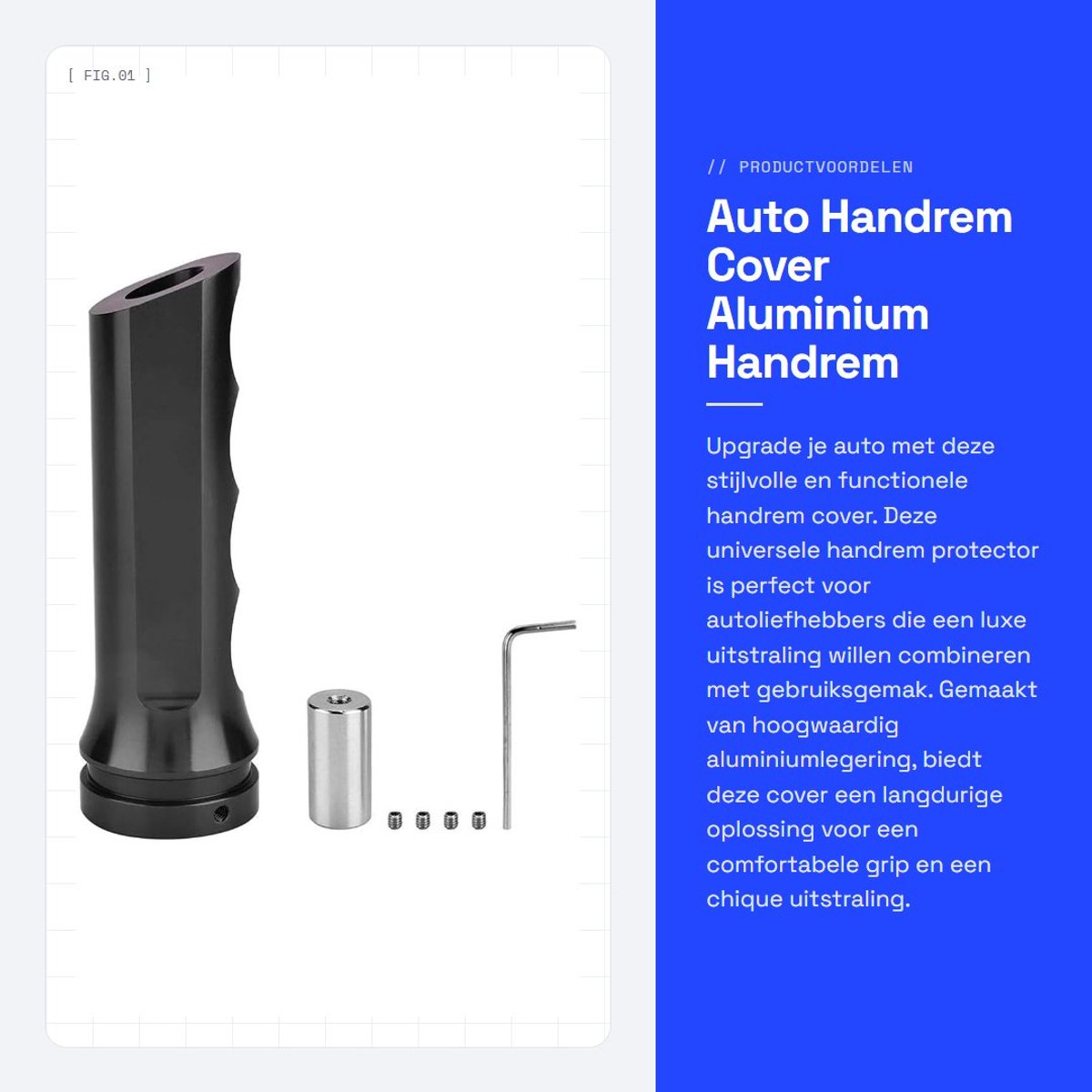Dailygoods- Handrem Cover Hoogwaardig Aluminium - Universele Pasvorm - Eenvoudig te Installeren - Comfortabel Gevoel - Klassiek Design - 120 mm Lengte