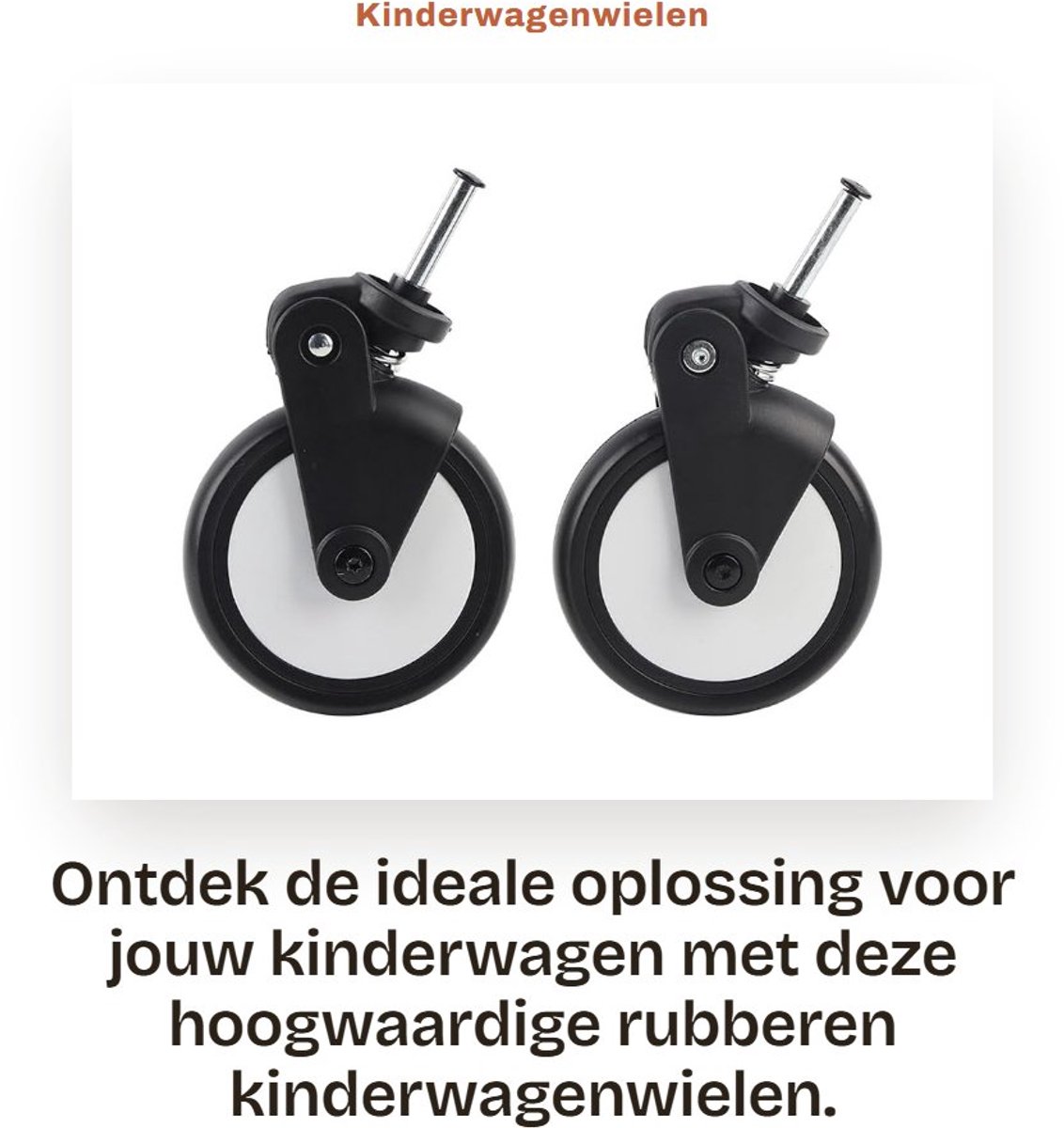 Dailygoods- Kinderwagen Rubber Wielen - Verwisselbare Voor-/Achterwielen - Geschikt voor Baby Yoyo/Vovo - 360 Graden Rotatie - Slijtvast/Duurzaam - Gewicht 785 g