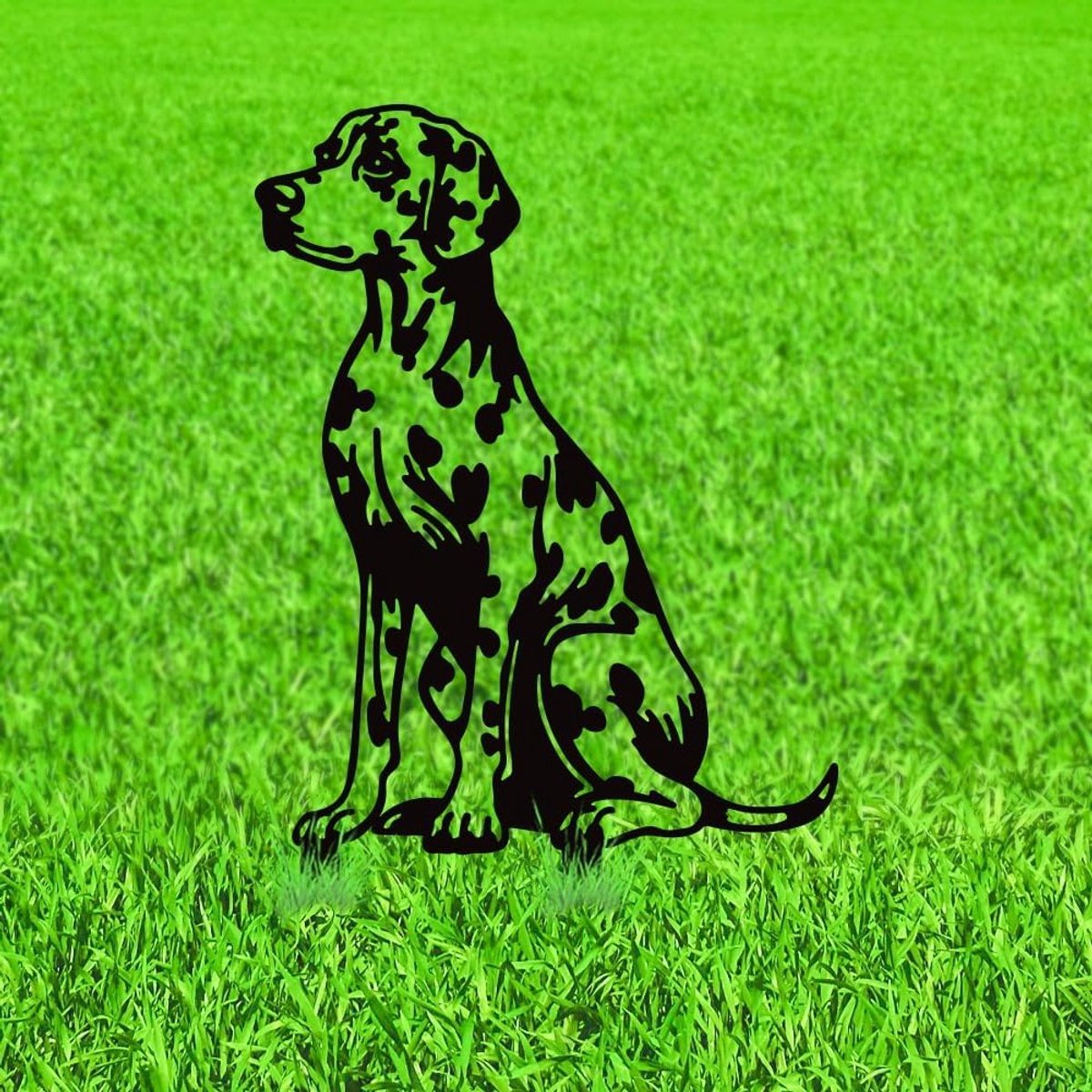 Dalmatische hond metalen decoratieve tuinpalen, schattige buitenstandbeelden voor hondenliefhebbers, unieke tuinornamenten en geschenken voor de patio