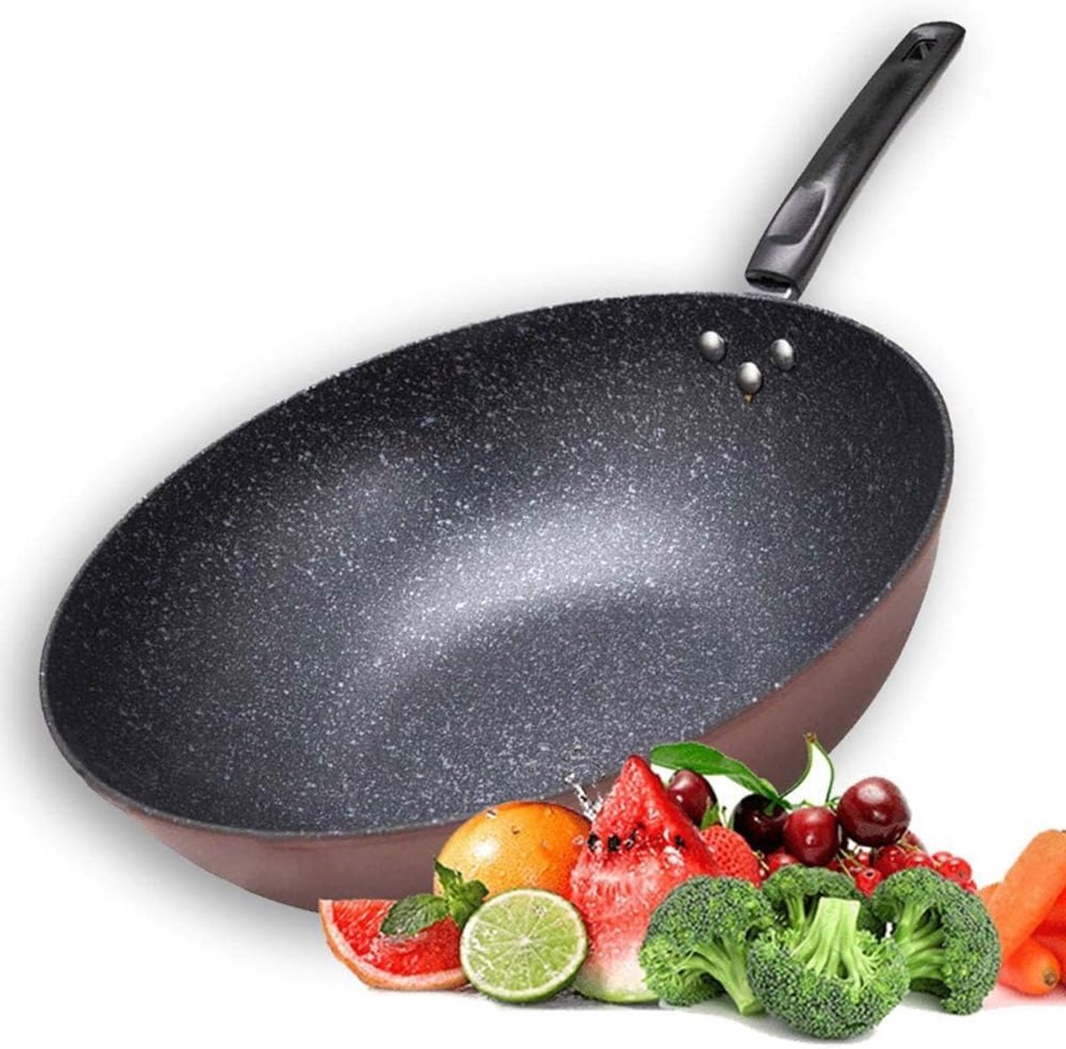 Wok pan - Roerbak pan - Gezonde maaltijden - Anti-aanbak coating - 32 cm - Zwart