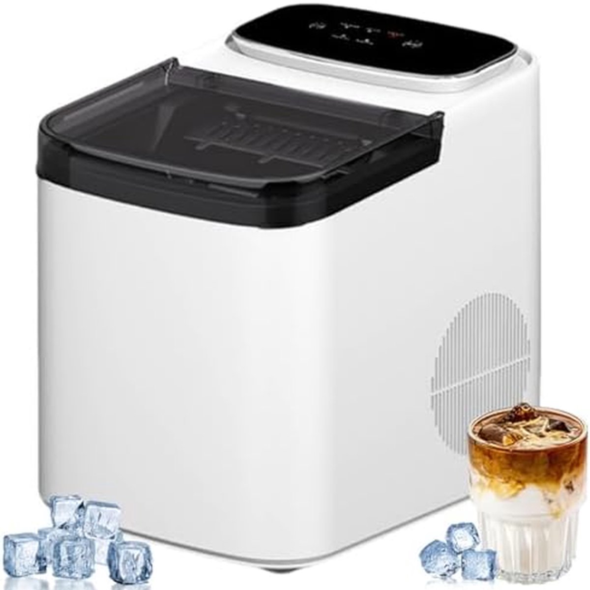Compacte ijsmaker - Aanrecht ijsmachine - Dranken Koelen - Zelfreinigend - 12kg per dag - Grijs