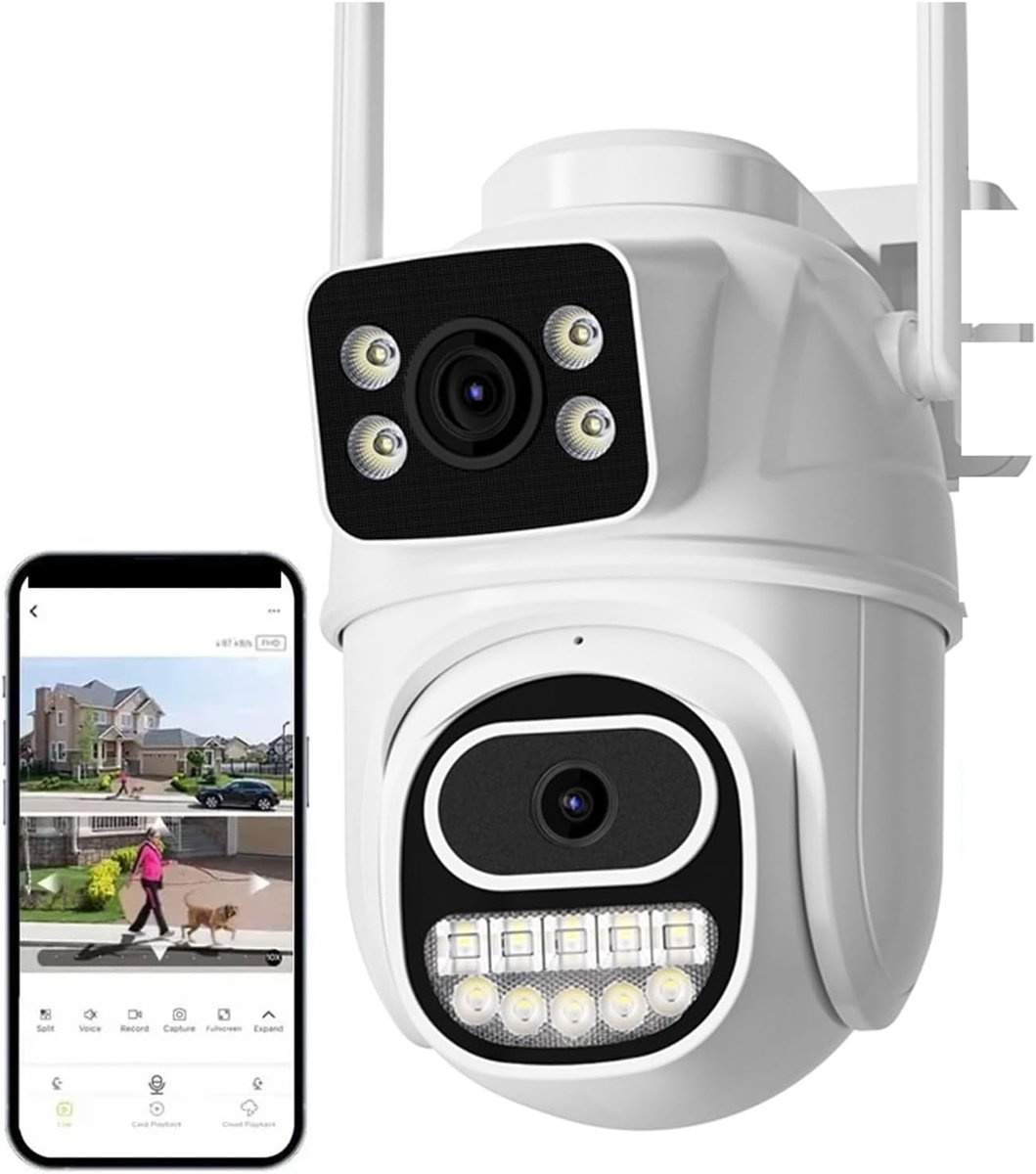 Beveiligingscamera Buiten - IP Camera - Huis Beveiligen - Dubbele Lenzen Dual Screen - 8MP 4MP Optie - Wit