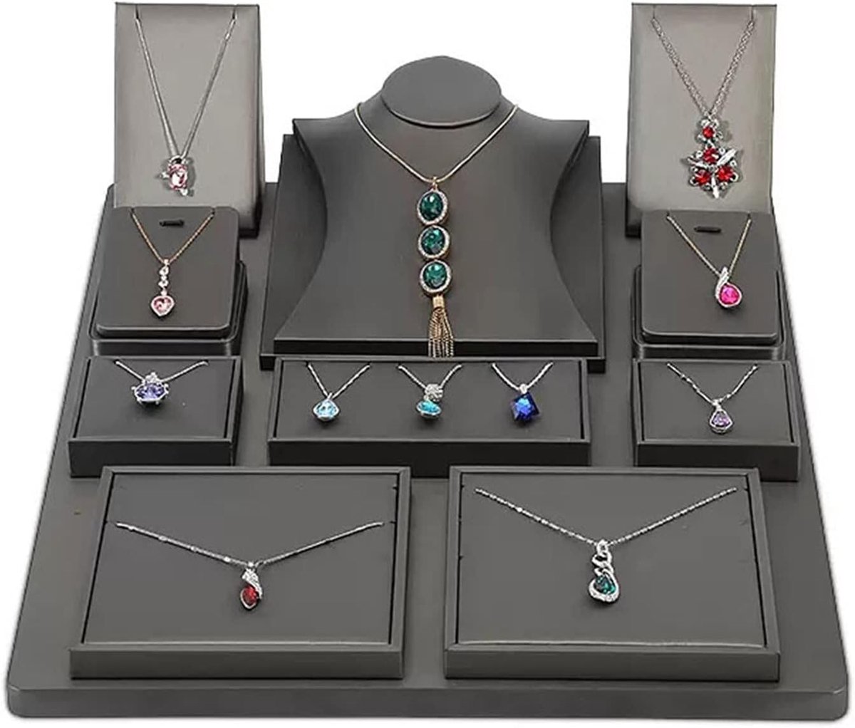 Sieradenstandaard - Sieradenhouder - Sieraden presenteren - Elegante kunstlederen afwerking - 10x10x10 mm - Zwart