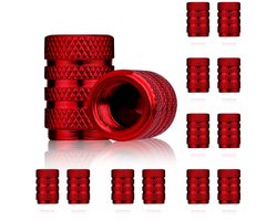 Dailygoods - AIEX 12-delig Ventieldoppen, Aluminium Ventieldoppen Luchtdichte Ventieldopjes Auto Ventieldopje voor Banden Ventiel Covers voor Auto SUV Vrachtwagens Motorfietsen Fietsen (Rood)