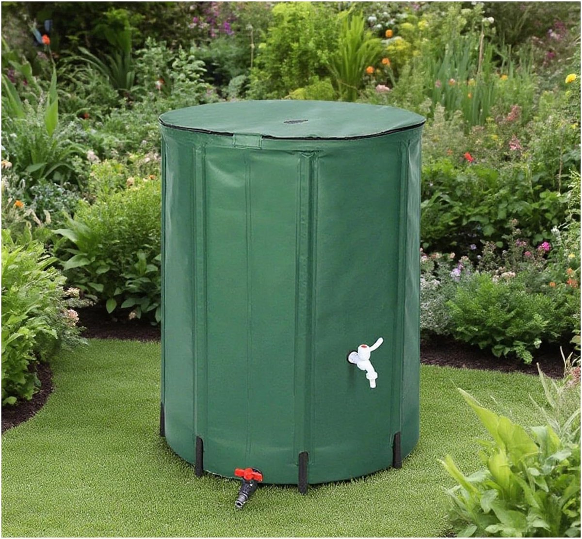 Regenwateropvangtank - Opvouwbare ton - Tuin water geven - Hitteverzegelde naden - 50 Liter - Groen