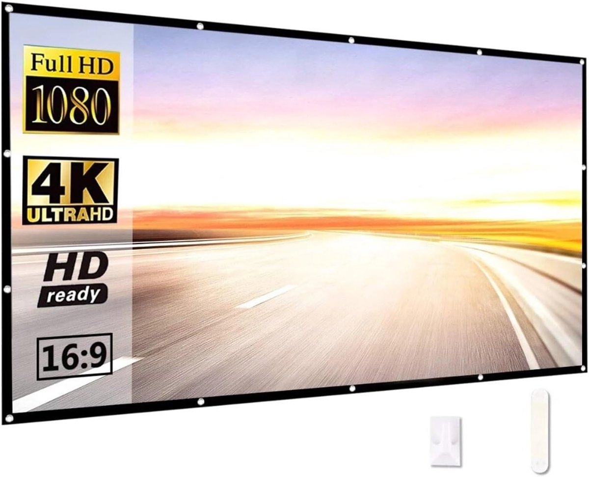 Projectiescherm Draagbaar - Thuisbioscoopscherm Buitenscherm - Films Kijken - Opvouwbaar Ontwerp - 100 inch - Wit