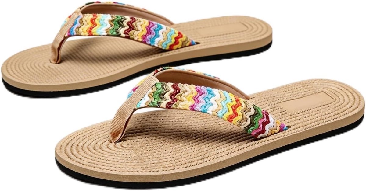 Alexis Leroy Women's Summer Sandals Flat Beach Sandals Braided Pattern - ShopVlot