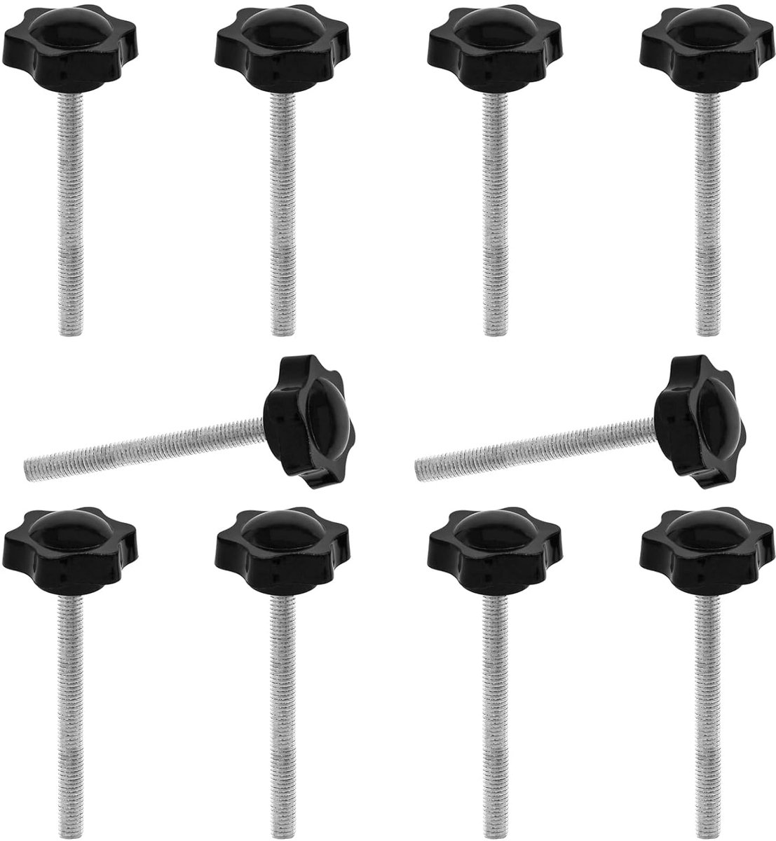 SnelShoppen - 10 Stuks M8 x 80mm Zeskantige Kunststof Hoofd Ster Schraaf, Ster Grip Schraaf, Draad Vervangende Ster Hand, Start Schraaf, Mechanische V
