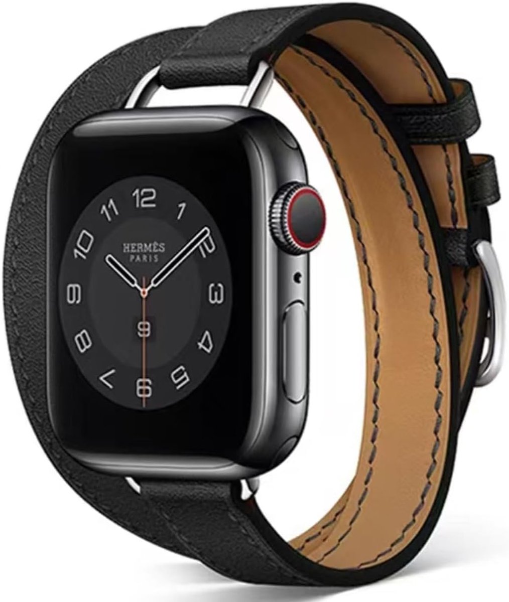 Compatible with Apple Watch Strap Band Bracelet Series 10 Genuine Leather Double Tour Slim Strap for iWatch for Women - ShopVlot
