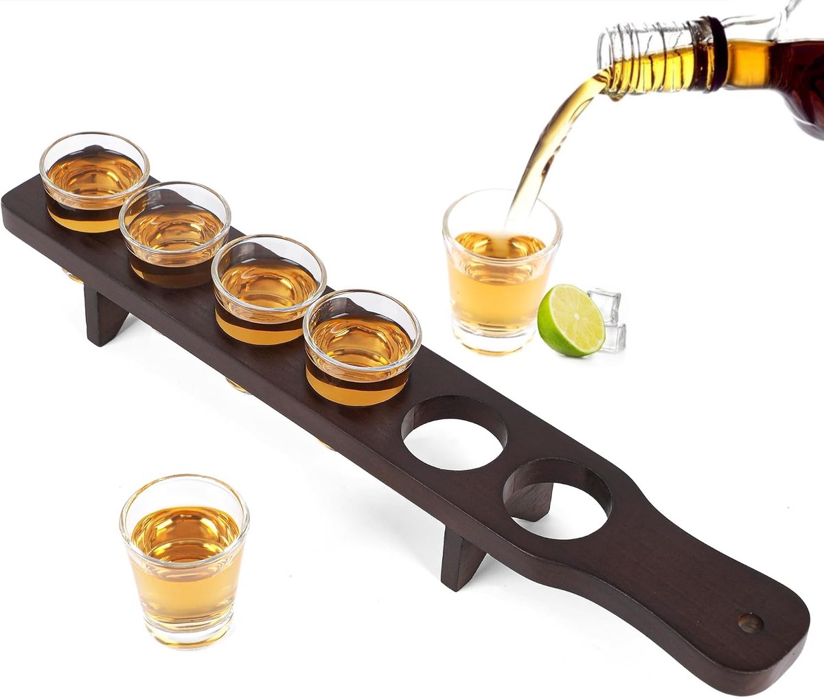 Shot Glass Serving Set Includes 6 Tequila Shot Glasses and a Bulk Shot Glass Tray - ShopVlot