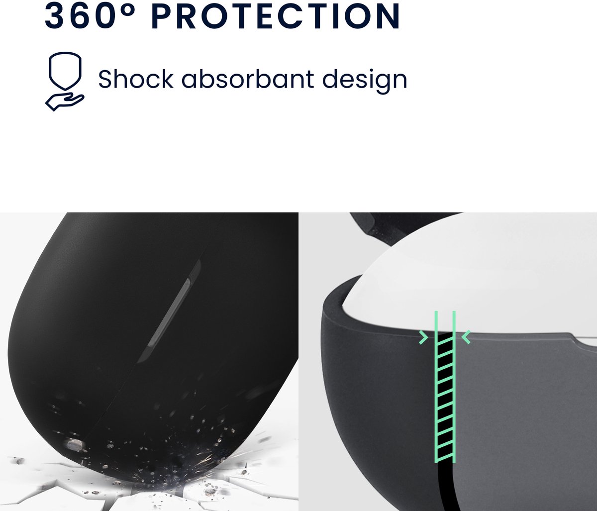 kwmobile cover voor oordopjes case - geschikt voor Shokz OpenDots Air E210 - Trendy beschermhoes draadloze oordopjes in zwart