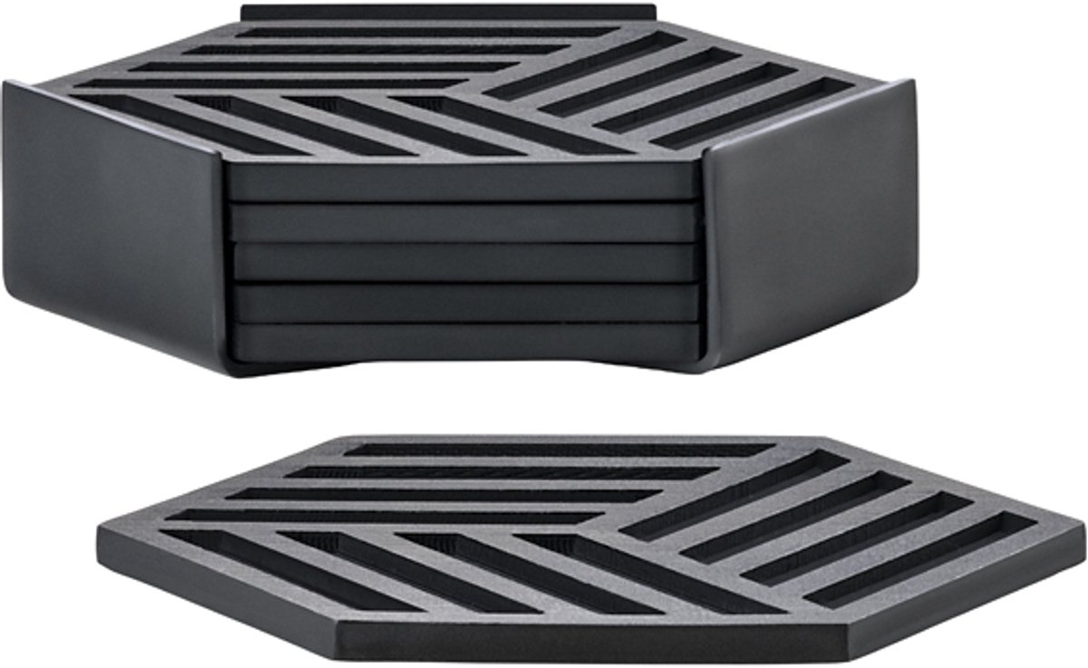 Zone Denmark Hexagon Onderzetters 10 x 10 x 3,2 cm 6 stuks Black