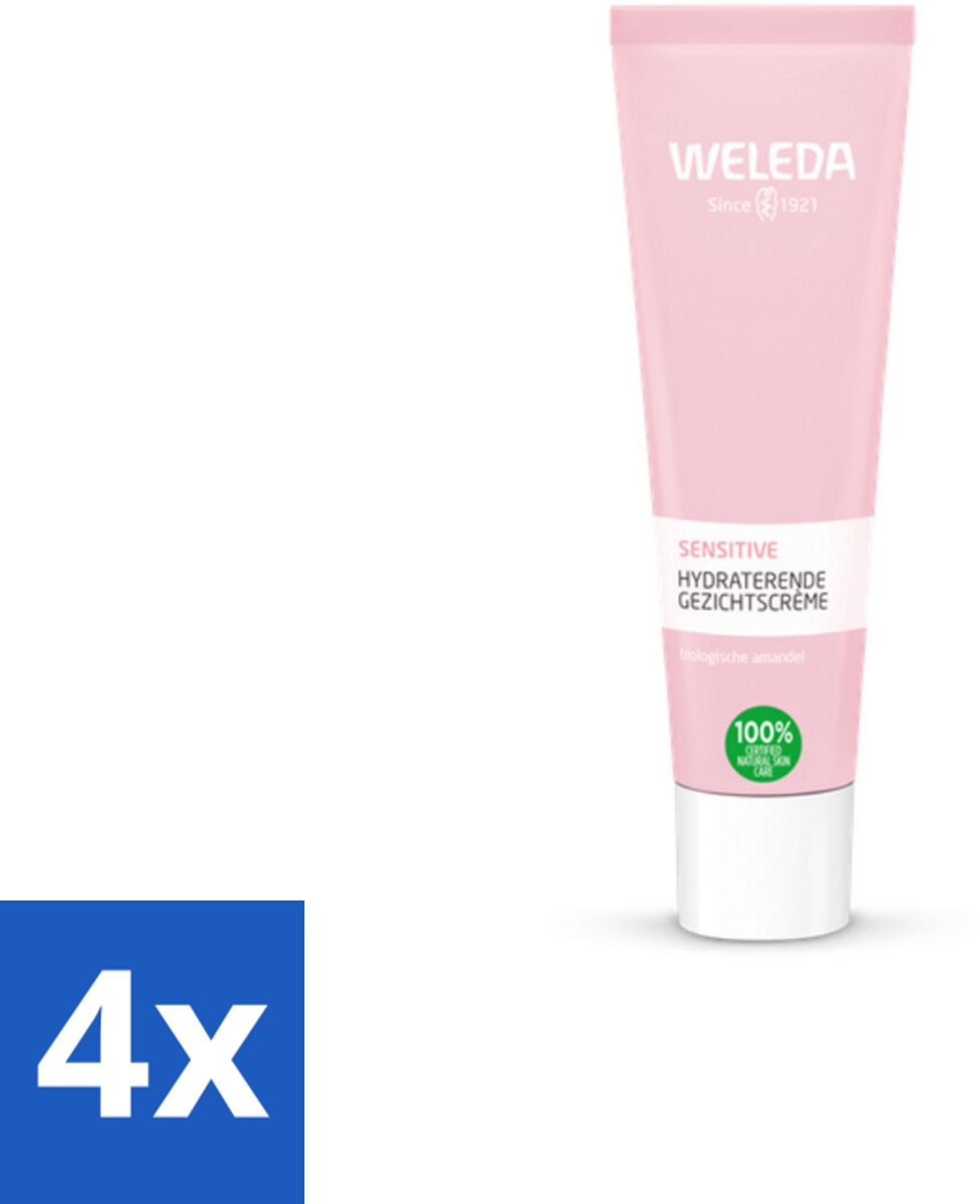 4 x WELEDA - Gezichtscrème Sensitive Hydraterend - Voor gevoelige huid - 30 ml - Gevoelige Huid - Hydraterende Crème - Vegan Crème - Biologische Amandelolie - Kalmerende Crème