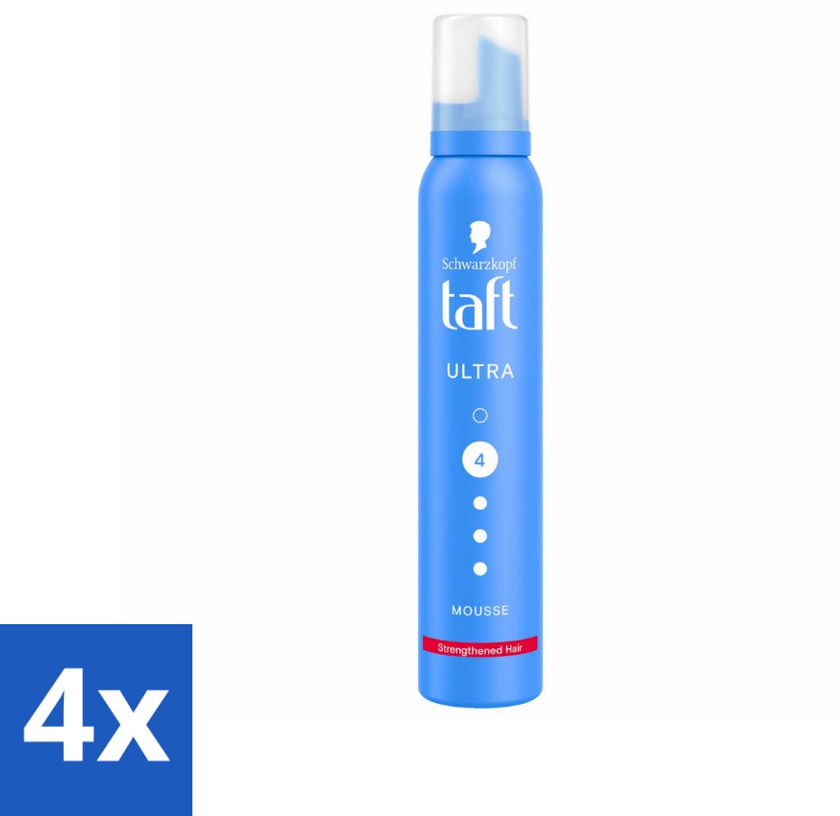 4 x Taft - Haarmousse - Ultra 4 - Volumineuze fixatie - 200 ml - Haar Mousse - Volume Mousse - Sterke Fixatie - Haar Styling - Hittebescherming
