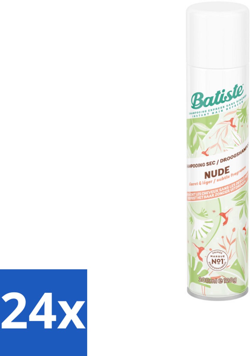 24 x Batiste - Nude - Droogshampoo - Frisse Look - Volume en Textuur - 200ml - Droogshampoo - Batiste - Nude - Fris Haar - Natuurlijke Droogshampoo