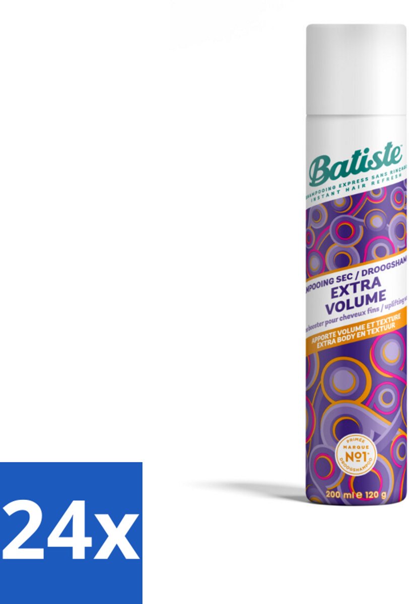 24 x Batiste - Extra Volume - Droogshampoo - Geeft Meer Volheid - Frist Vet Haar Op - 200ml - Droogshampoo - Volume Shampoo - Haar Volume - Haar Textuur - Haar Styling