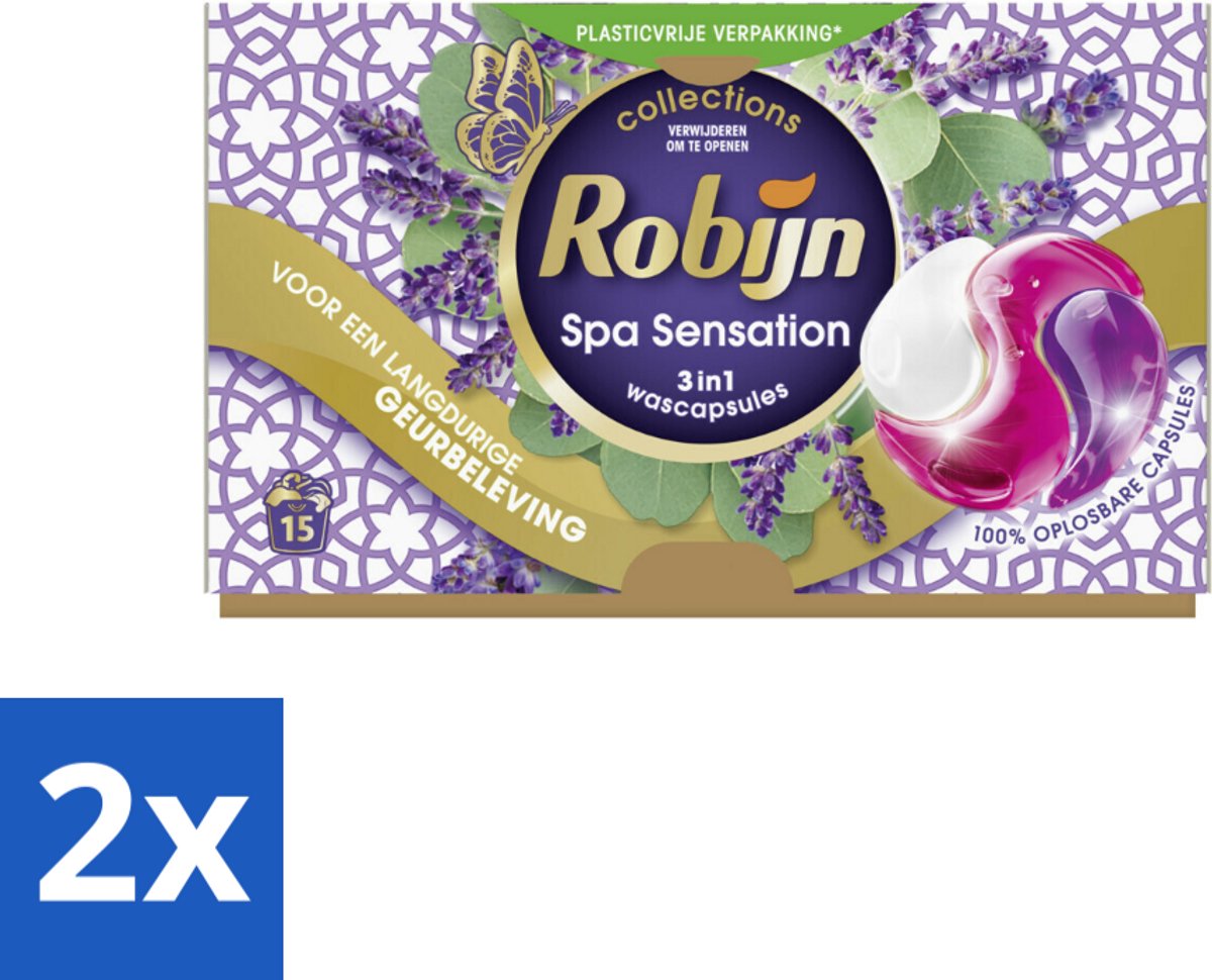 2 x Robijn - 3-in-1 Spa Sensation - Wascapsules - 15 Wasbeurten - Wascapsules - Wasmiddel - Kleurwas - Wasverzachter - Geur