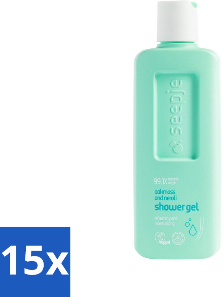 Seepje - Douchegel - Hydraterend & Verfrissend - Eikenmos en Neroli - 300 ml - Bulkverpakking - 15 stuks