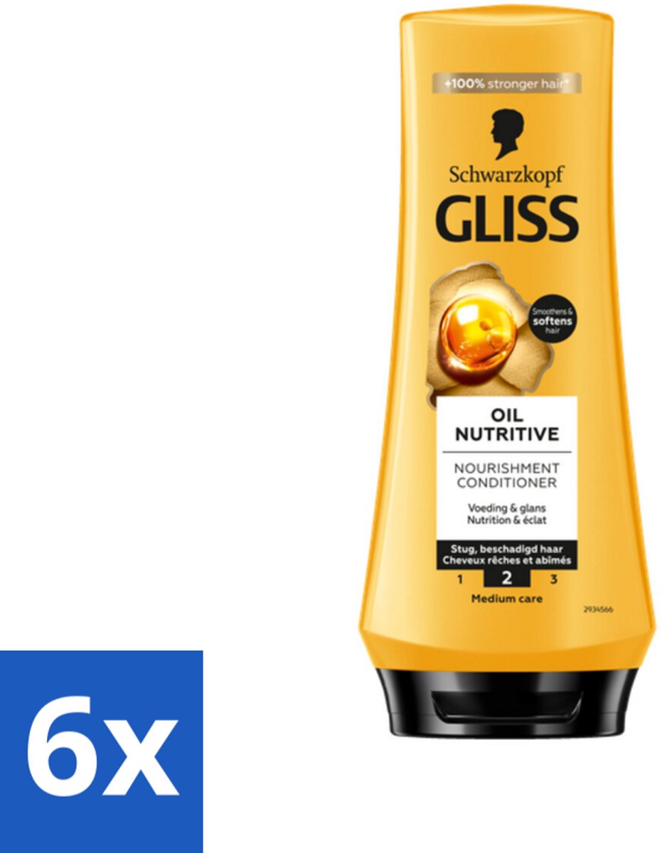 6 x Gliss - Hair Repair - Conditioner Oil Nutritive voor Intensieve Voeding - 200 ml - Haar Conditioner - Voedende Conditioner - Droog Haar - Beschadigd Haar - Gliss Conditioner