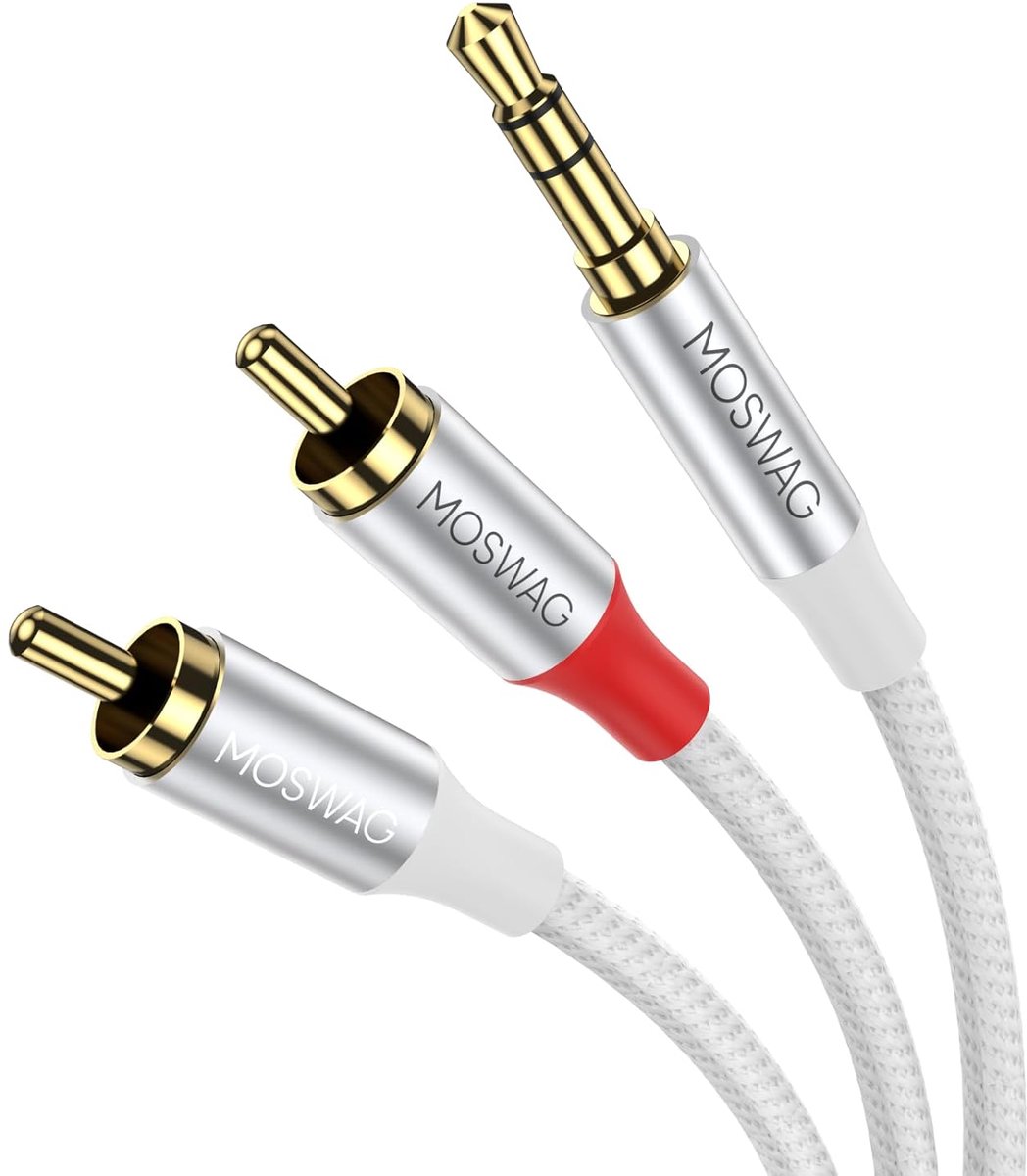 RCA kabel 3.5mm naar 2RCA - dubbel afgeschermd - goudgeplated - perfect voor audioverbindingen - ShopVlot