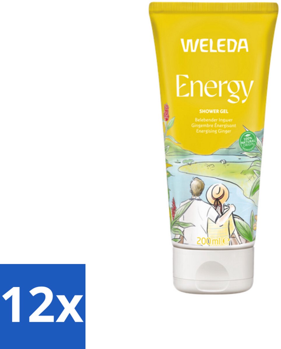 12 x WELEDA - Douchegel Aroma Shower Energy - 200 ml - Douchegel - Energiedos - Natuurlijke Douchegel - Vegan Douchegel - Gember