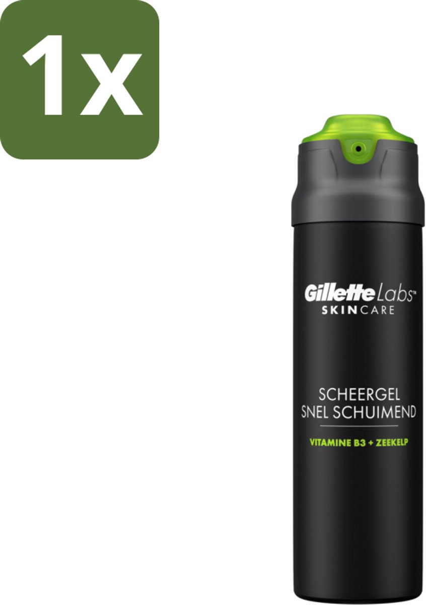 1 x GilletteLabs - Scheergel - Snel Schuimend - Gemakkelijk Afspoelbaar - 198 ml - Scheergel - Snel Schuimend - Afspoelbaar - Huidcomfort - Verkoelend