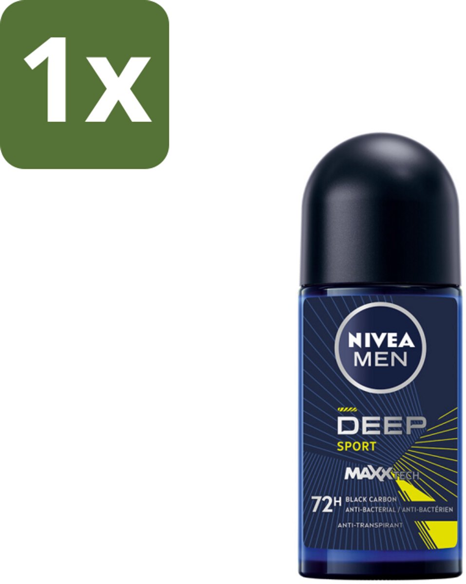 1 x NIVEA MEN - Deodorant Roller - Deep Sport - 50 ml - Anti-transpirant - Sport Deodorant - Frisheid - Zweetbestendig - Citrusgeur