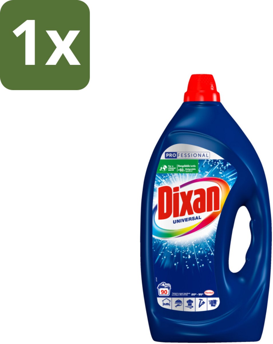 1 x Dixan - Vloeibaar wasmiddel - Alle Kleuren - 90 wasbeurten - Wasmiddel - Vlekverwijdering - Frisheid - Kleurbehoud - Vezelbescherming