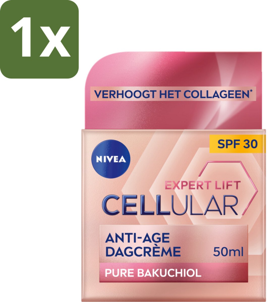 1 x NIVEA - CELLular Expert Lift Dagcrème - Anti-Veroudering Crème - SPF 30 - Voor alle huidtypen - Met Bakuchiol & Hyaluronzuur - 50 ml - Anti-aging Crème - Bakuchiol - Hyaluronzuur - SPF 30 - Rimpels